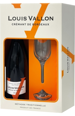 Игристое вино Луи Валлон Креман де Бордо Брют в п/у с бокалом